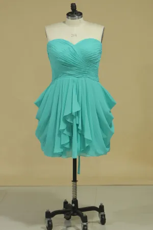 2024 A Line Ruched Bodice Homecoming Dresses Chiffon Mini