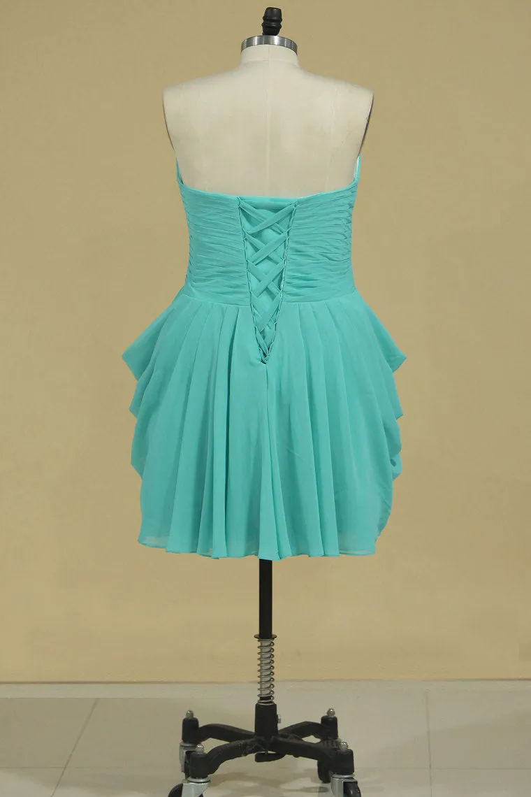 2024 A Line Ruched Bodice Homecoming Dresses Chiffon Mini