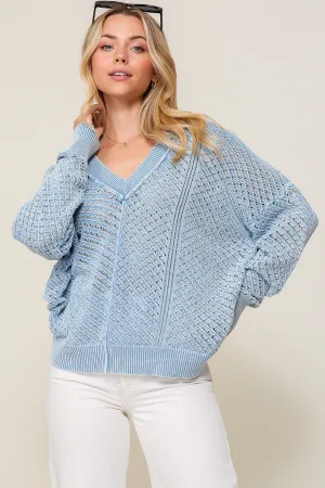 Acid Wash Crochet Sweater