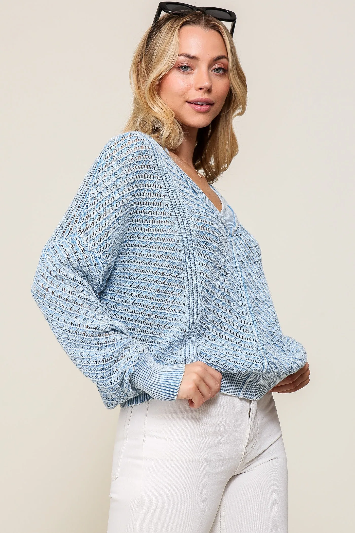Acid Wash Crochet Sweater