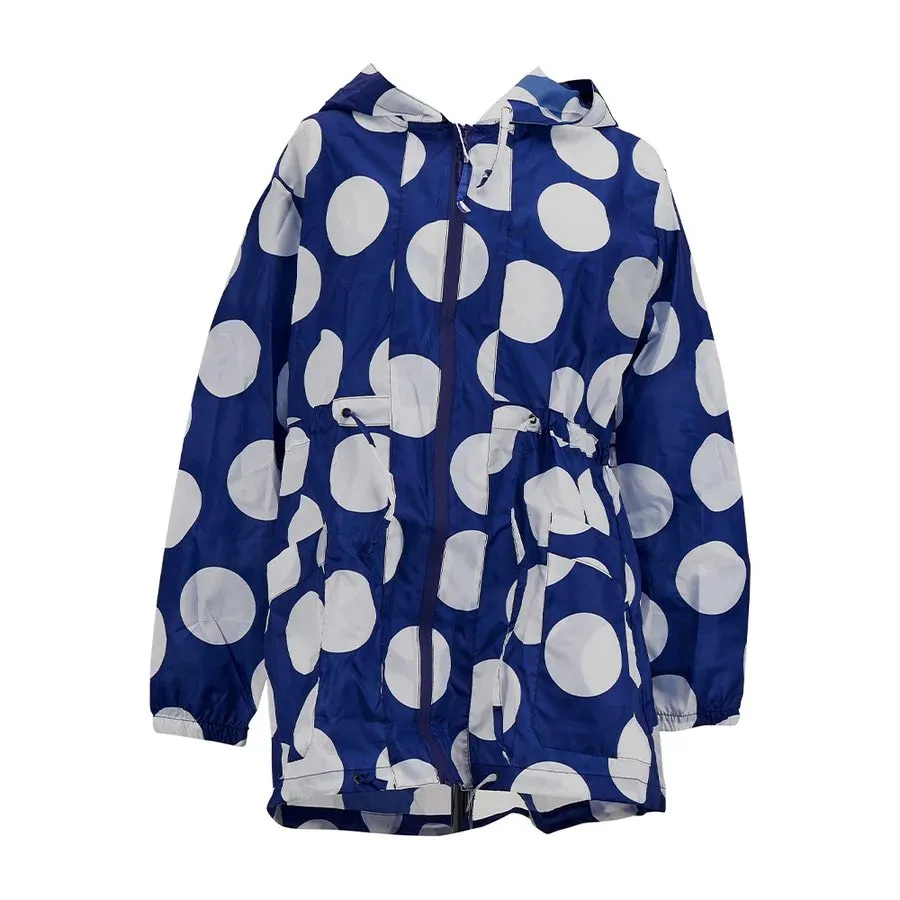 Annabel Trends Water Resistant Spray Jacket with Pouch - Navy Spot S/M