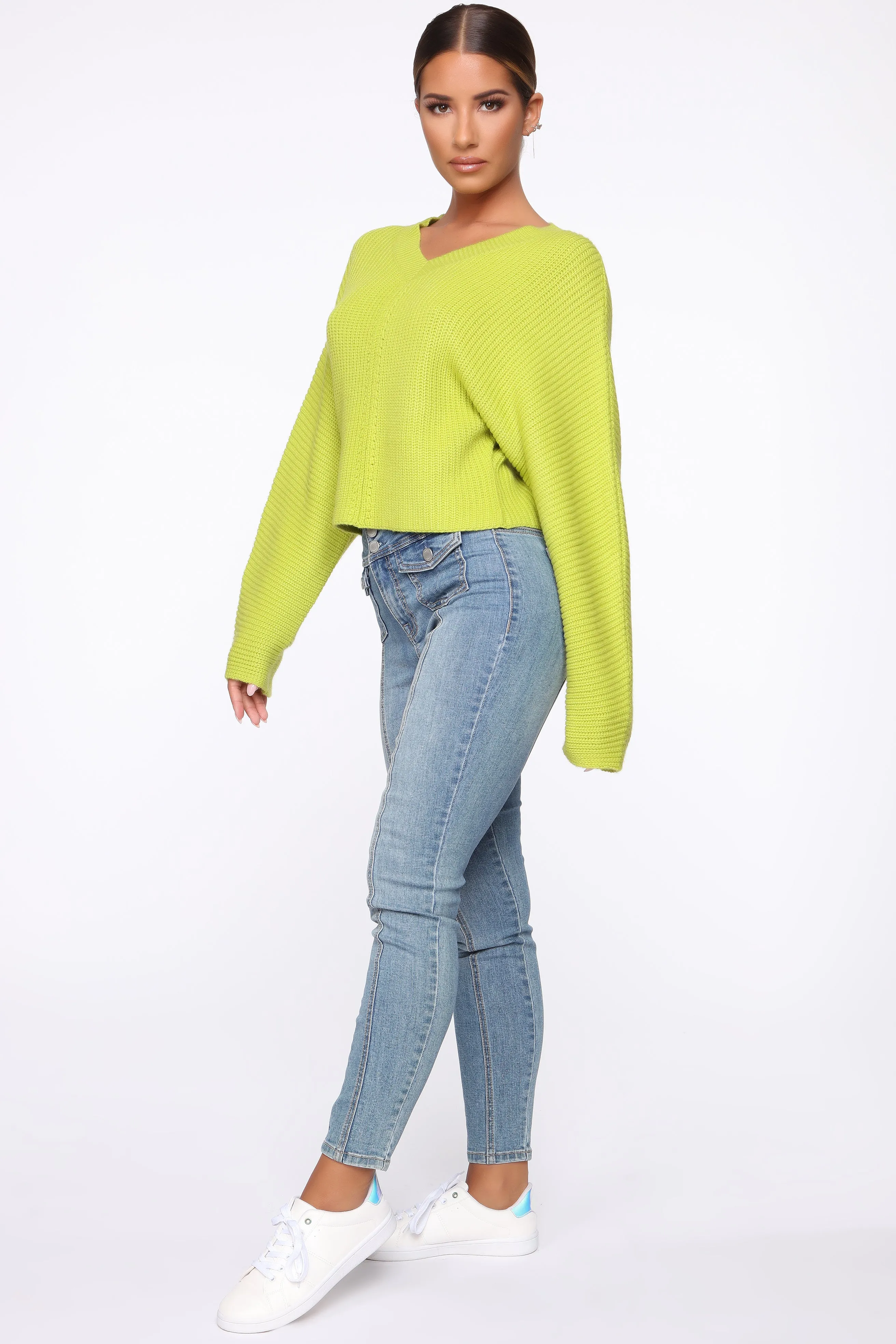 Baby Take Me Back Sweater - Lime