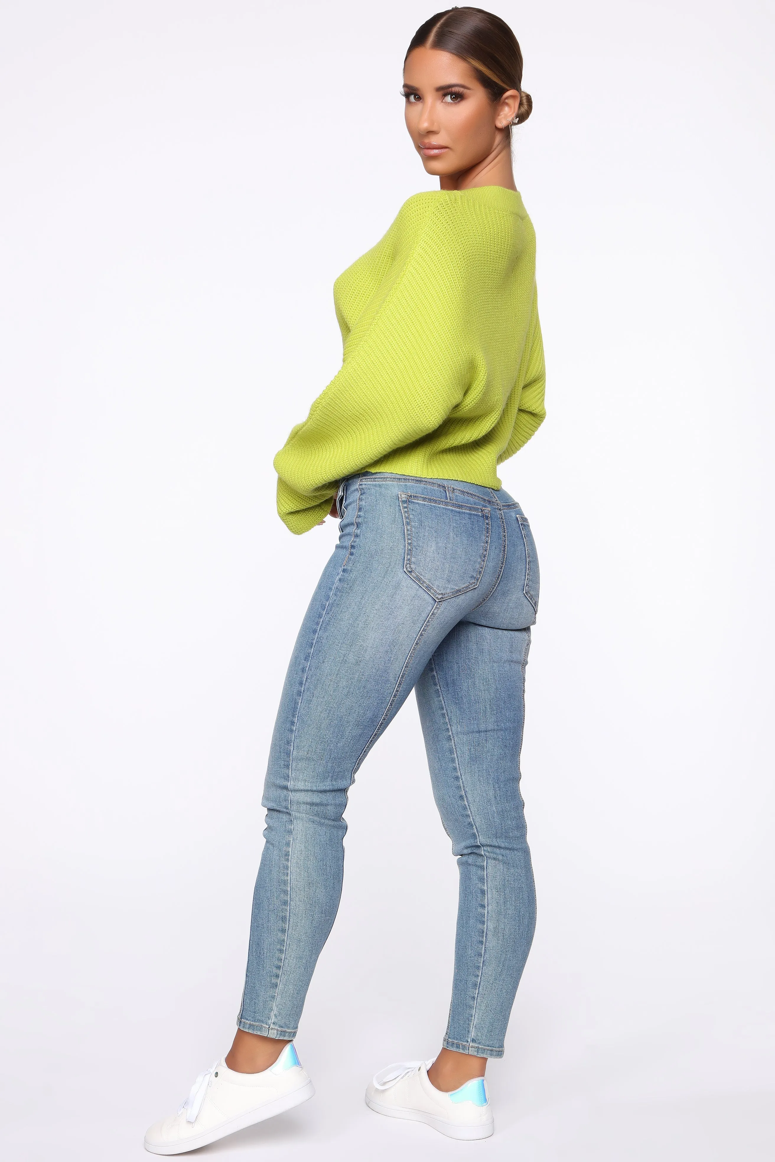 Baby Take Me Back Sweater - Lime