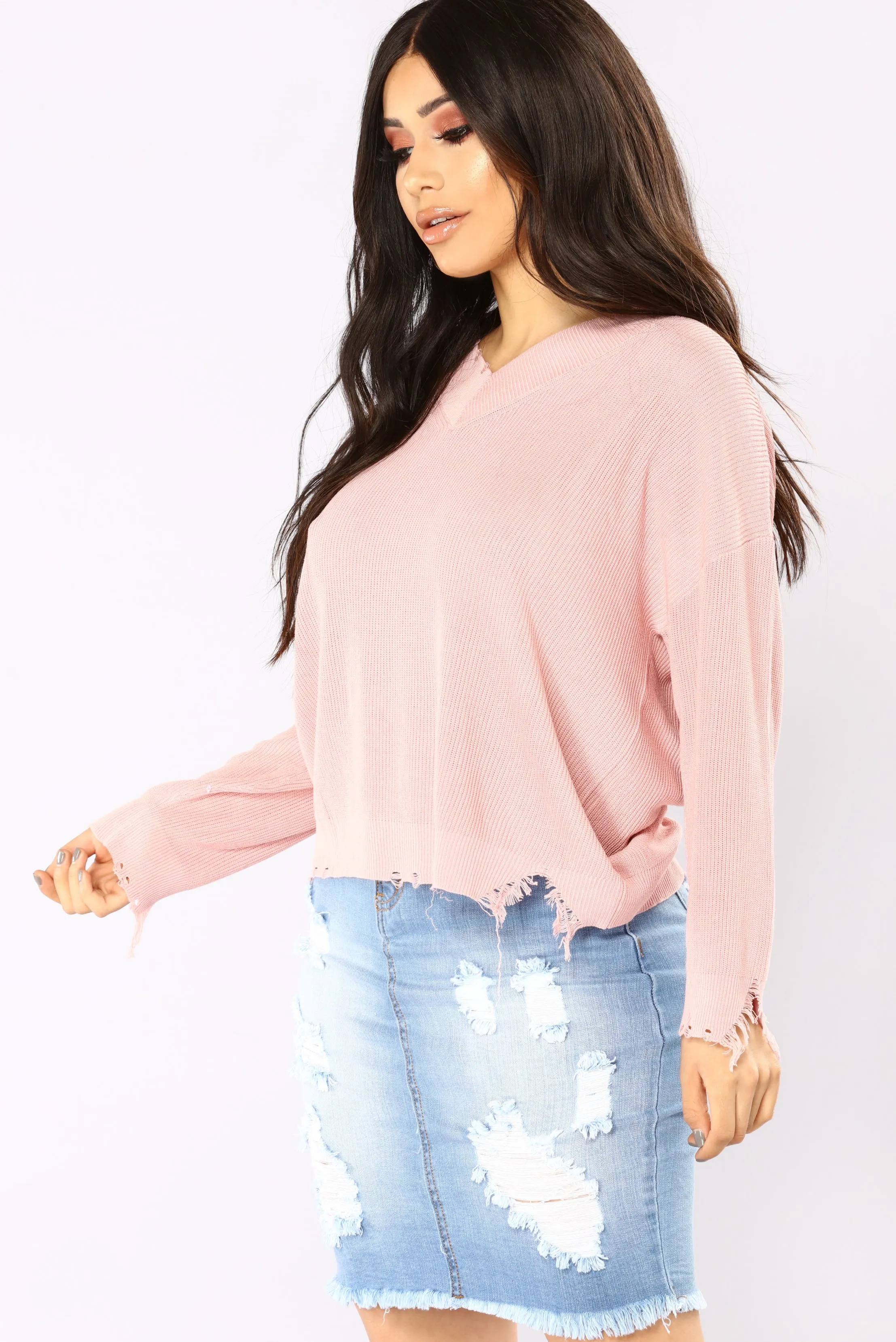 Beatriz V Neck Sweater - Mauve