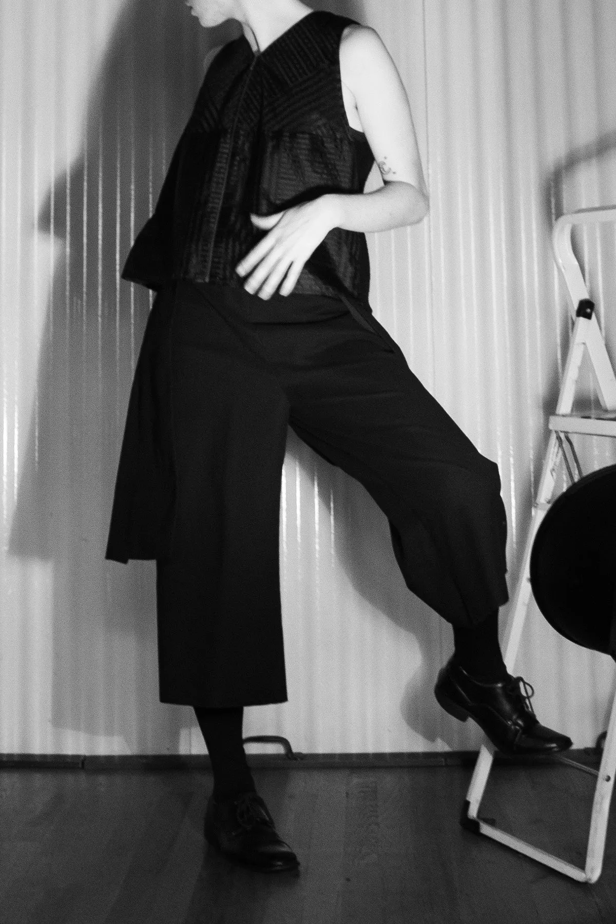 Black Brushed Cotton Oversized Holster Pocket Wide Leg Shorts