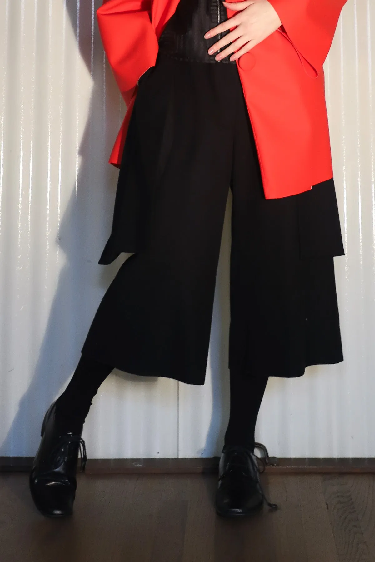 Black Brushed Cotton Oversized Holster Pocket Wide Leg Shorts