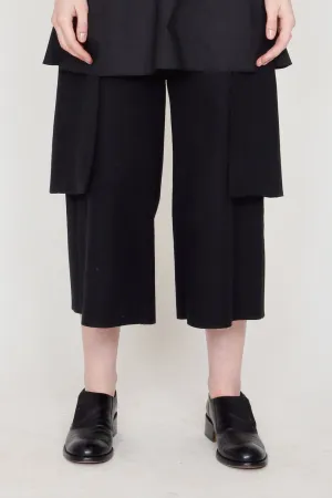 Black Brushed Cotton Oversized Holster Pocket Wide Leg Shorts
