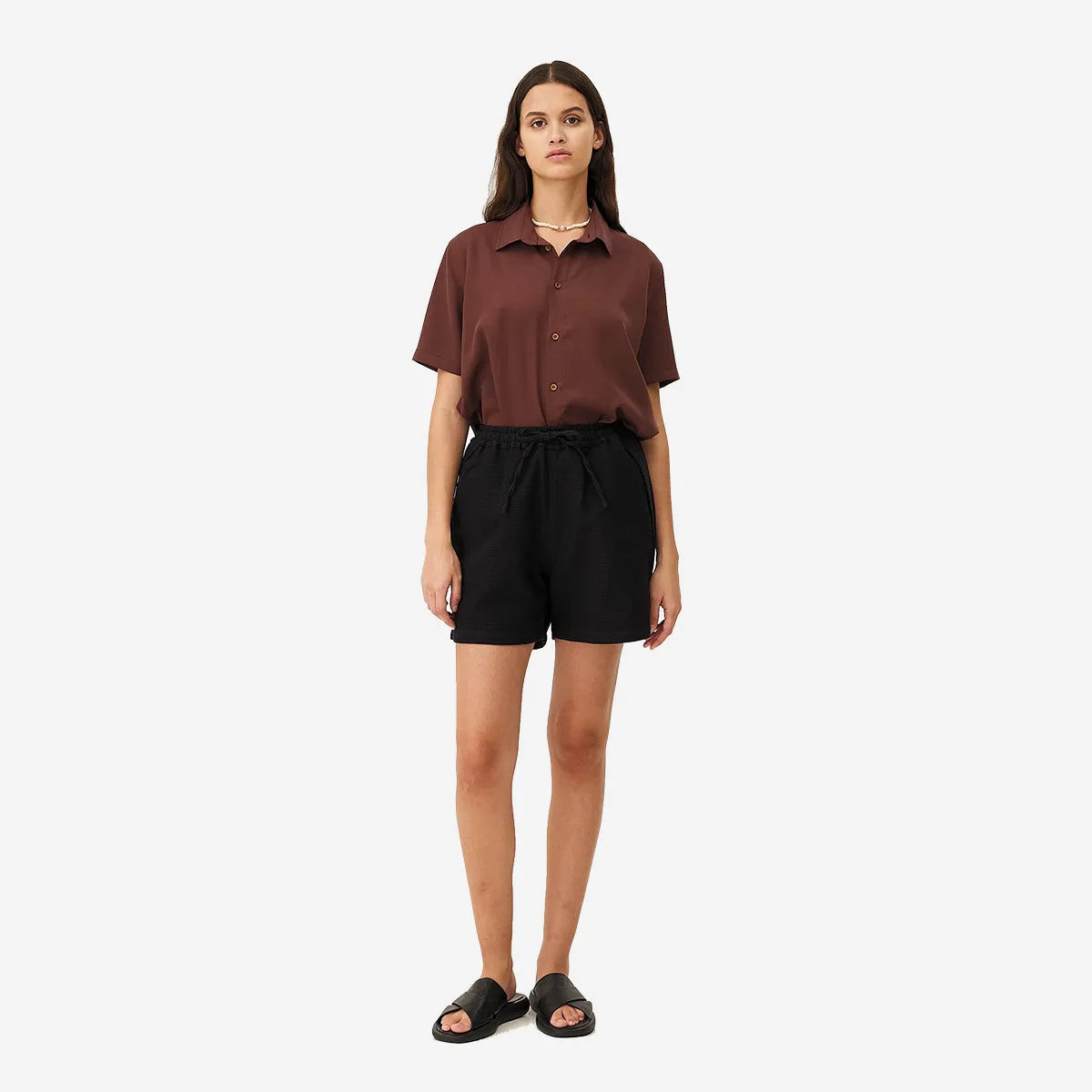Cadiz Waffle Easy Shorts - Black