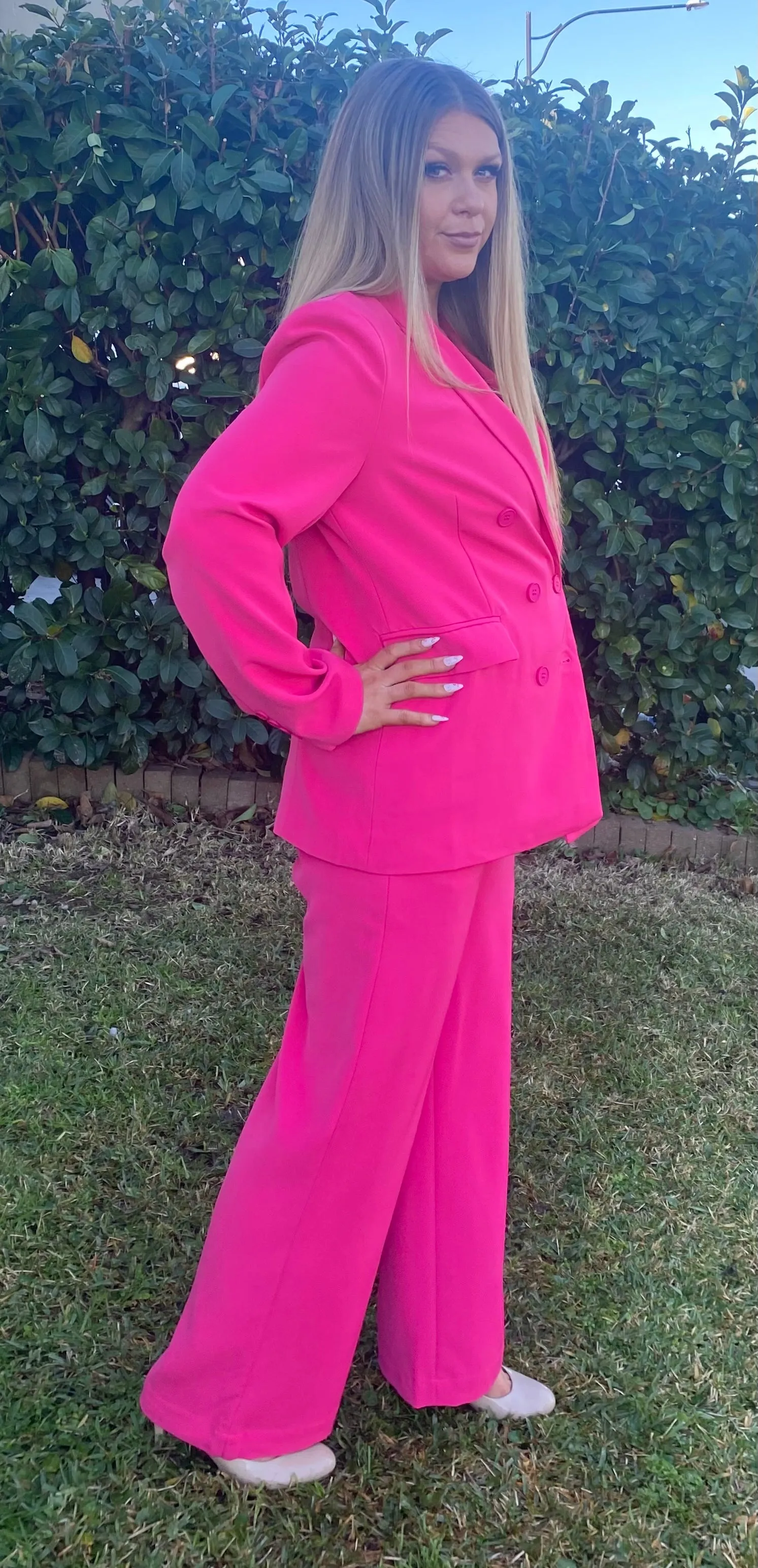 CARMEL Hot Pink Blazer and Suit Pants 2 peice Set