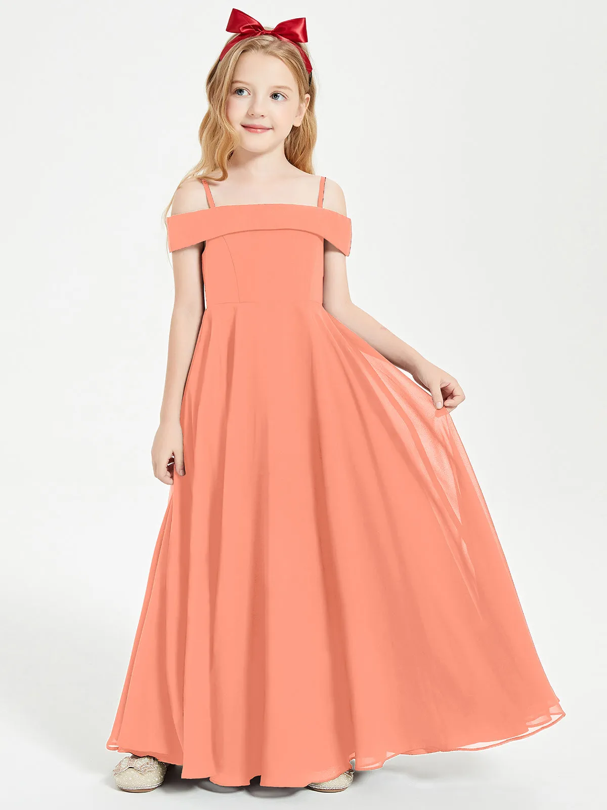 Chic Junior Bridesmaid Dresses Off the Shoulder Sunset