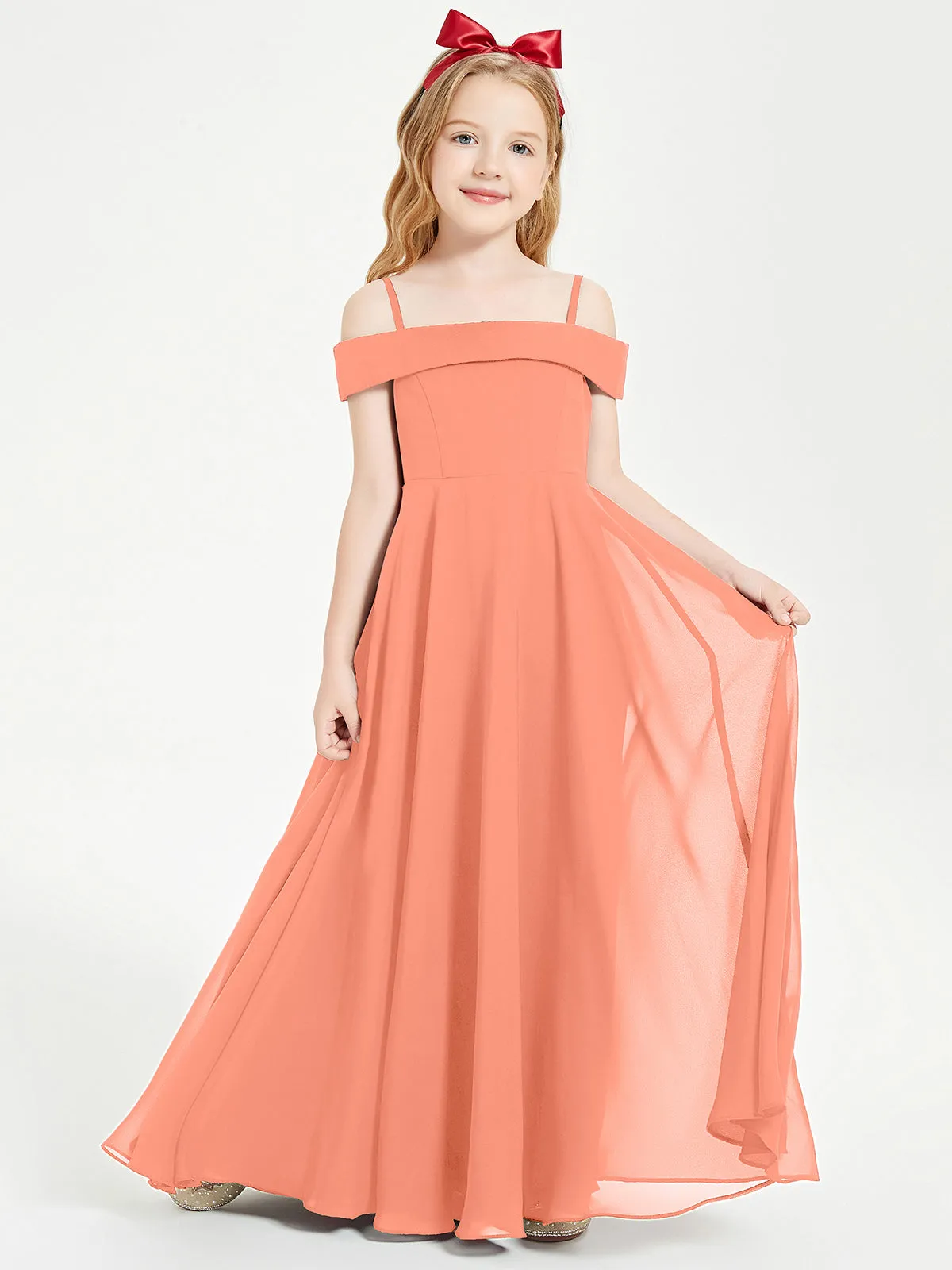 Chic Junior Bridesmaid Dresses Off the Shoulder Sunset
