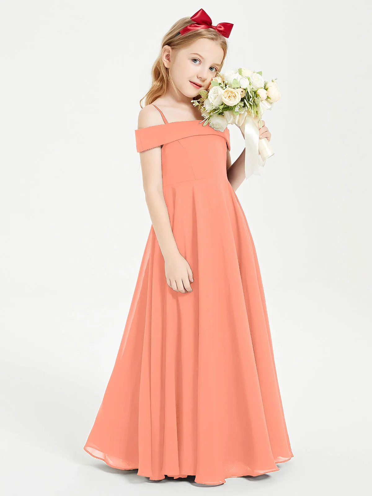 Chic Junior Bridesmaid Dresses Off the Shoulder Sunset