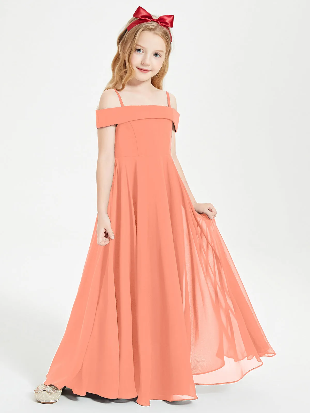Chic Junior Bridesmaid Dresses Off the Shoulder Sunset