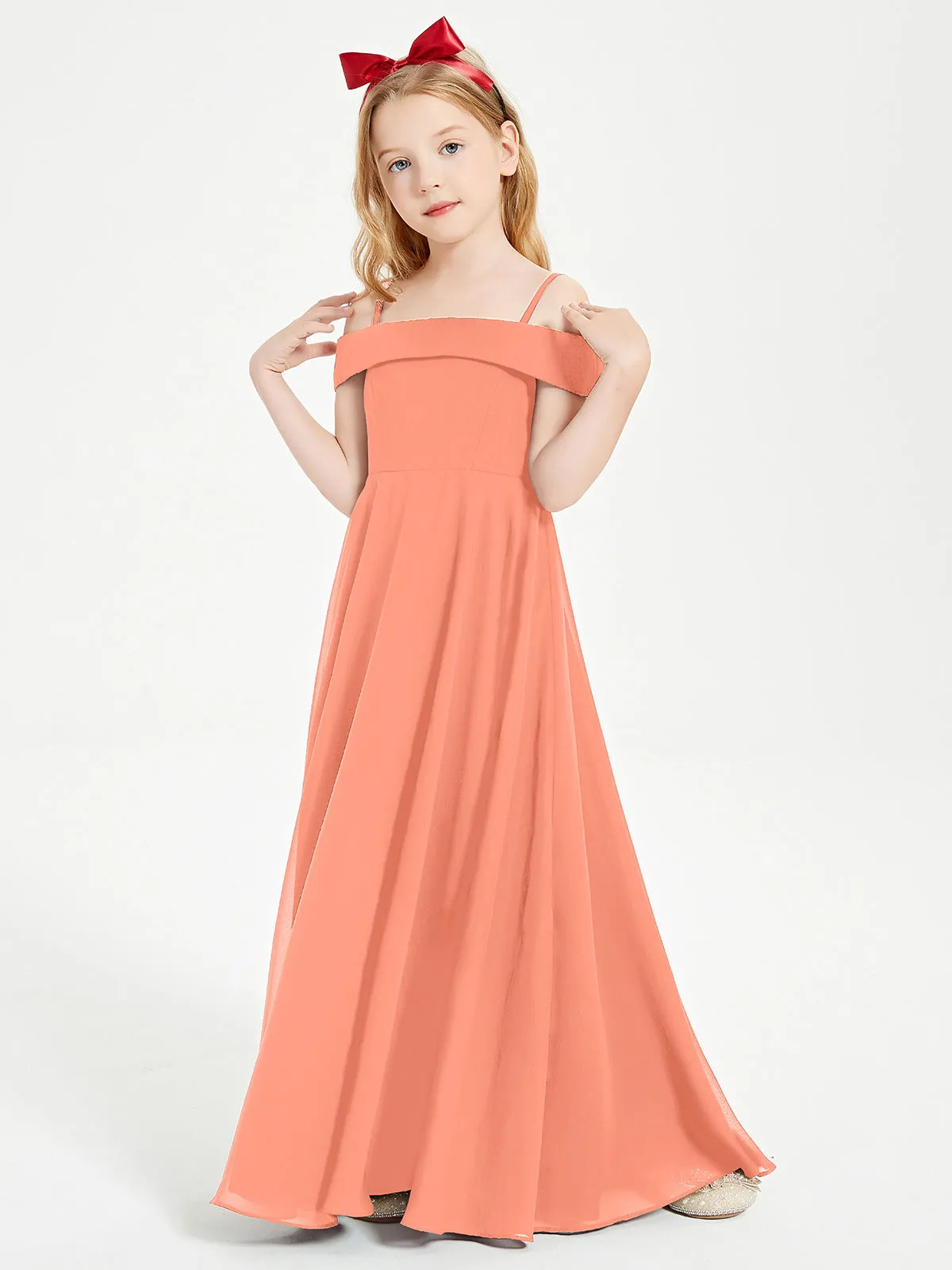 Chic Junior Bridesmaid Dresses Off the Shoulder Sunset
