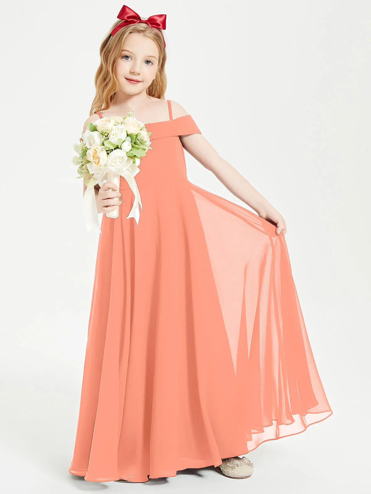 Chic Junior Bridesmaid Dresses Off the Shoulder Sunset