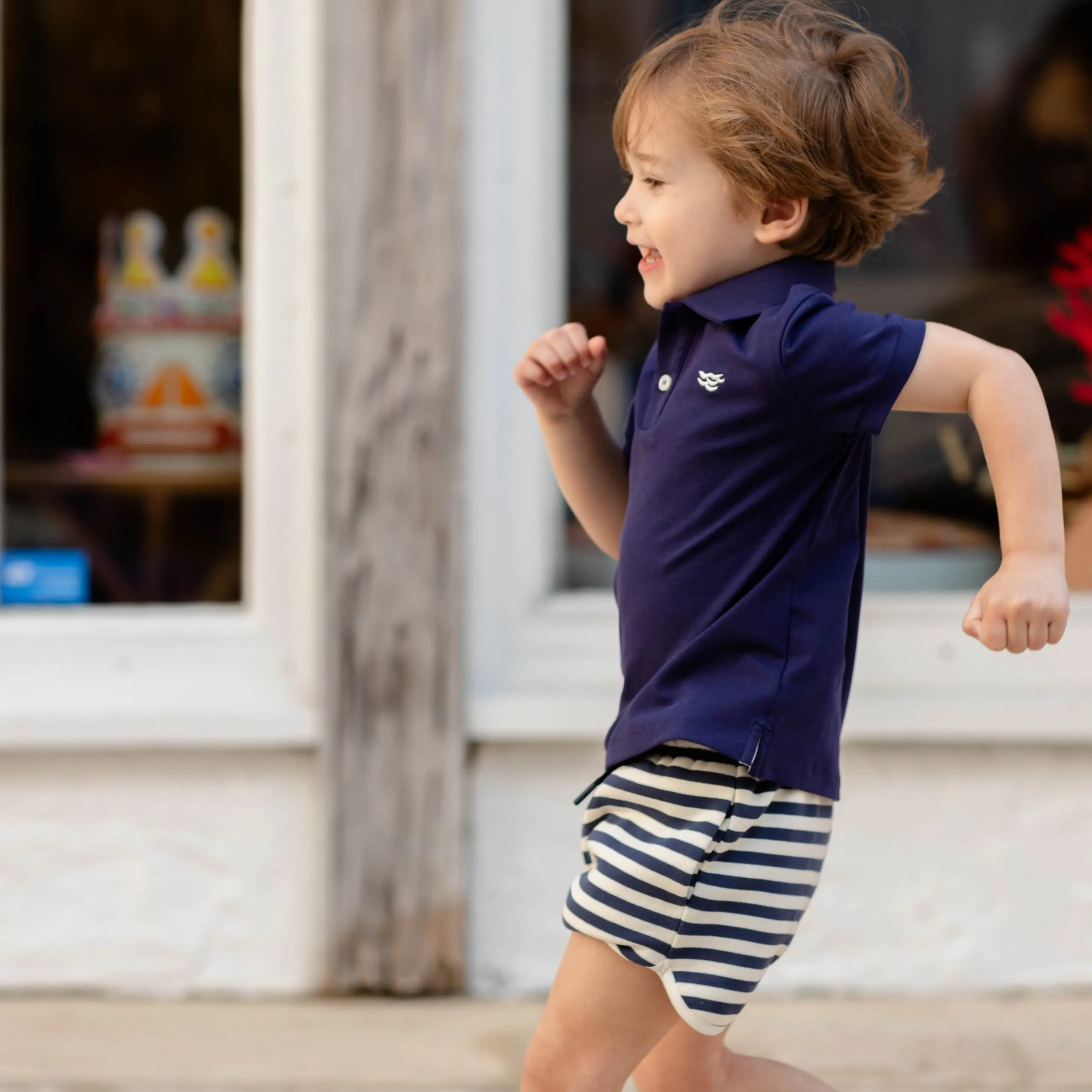 Cozy Coverup Shorts in Navy & White Stripe