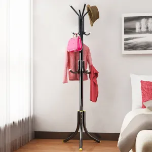 Do4U Metal Coat Rack Free Standing Display Hall Tree with 3 Tiers 12 Hooks Hat Jacket Hanger Holder (Athens Black)