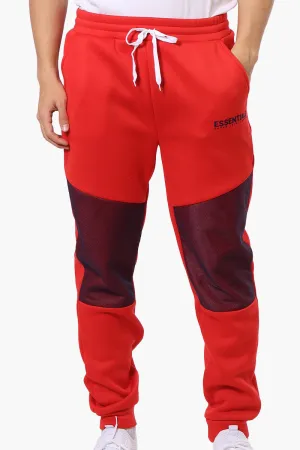 Essentials Super Triple Goose Mesh Insert Tie Waist Joggers - Red