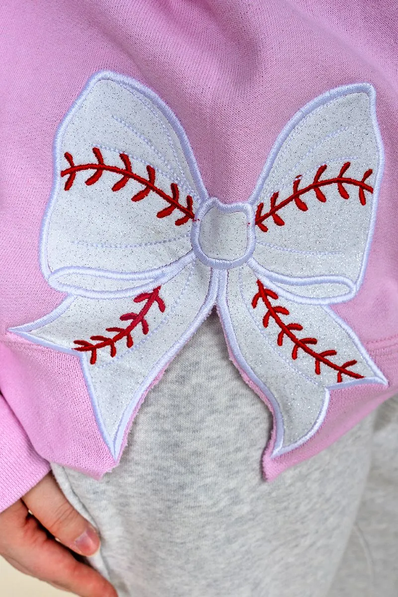 Fashion Colors Embroidered Side Bows Baseball Bow NuBlend Sweatshirt *Customize Your Text
