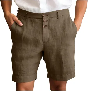 Finelylove Mens Casual Dress Shorts Flat Front Summer Beach Chino Shorts Lightweight Button Short Pants Vacation Outfits