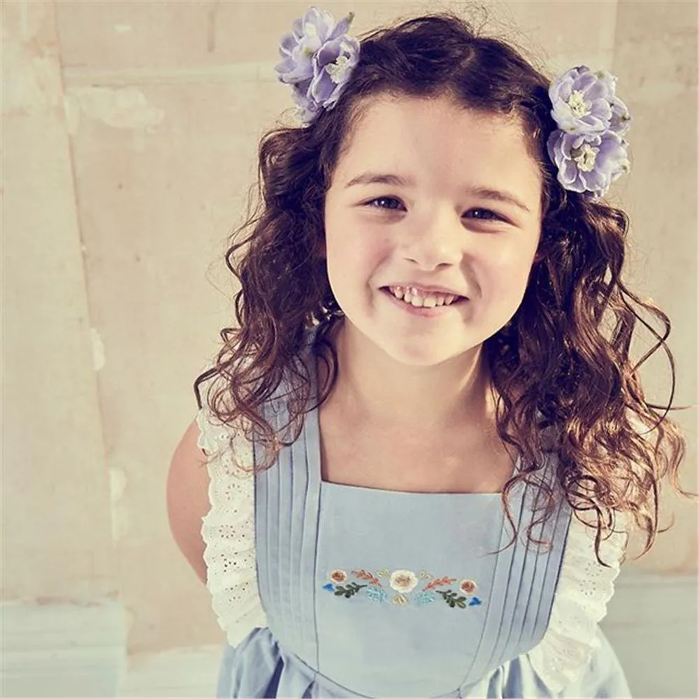 Girls Lace Embroidery Sleeveless Sweet Dresses Wholesale Kids Clothing Distributors