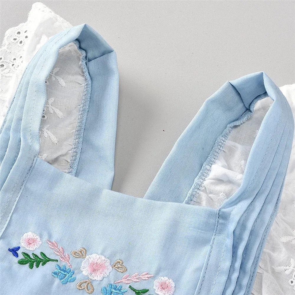 Girls Lace Embroidery Sleeveless Sweet Dresses Wholesale Kids Clothing Distributors