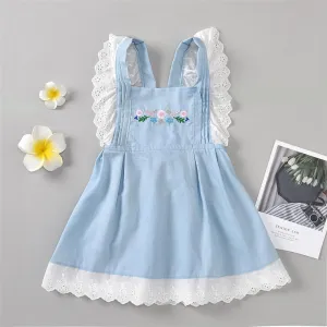 Girls Lace Embroidery Sleeveless Sweet Dresses Wholesale Kids Clothing Distributors