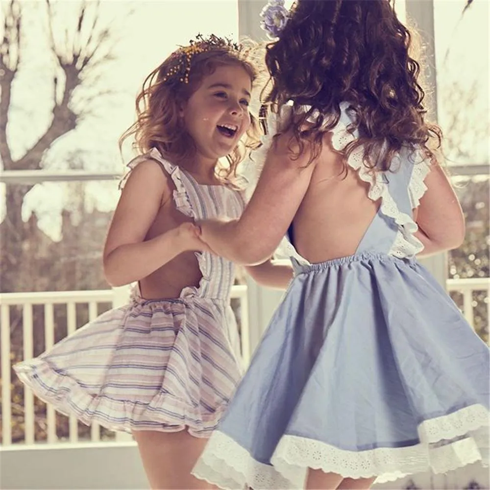 Girls Lace Embroidery Sleeveless Sweet Dresses Wholesale Kids Clothing Distributors