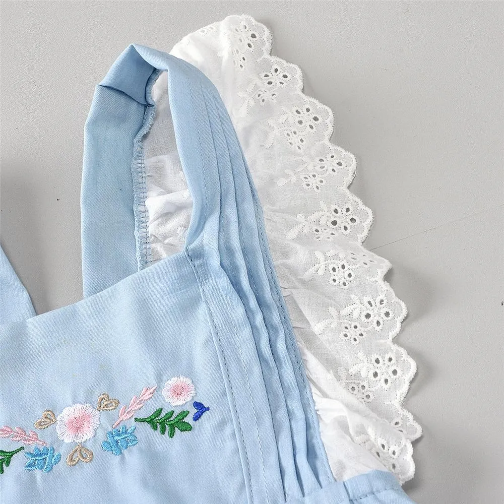 Girls Lace Embroidery Sleeveless Sweet Dresses Wholesale Kids Clothing Distributors