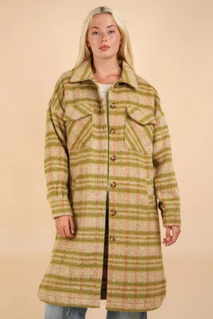 Green Plaid Aztec Jacket Coat