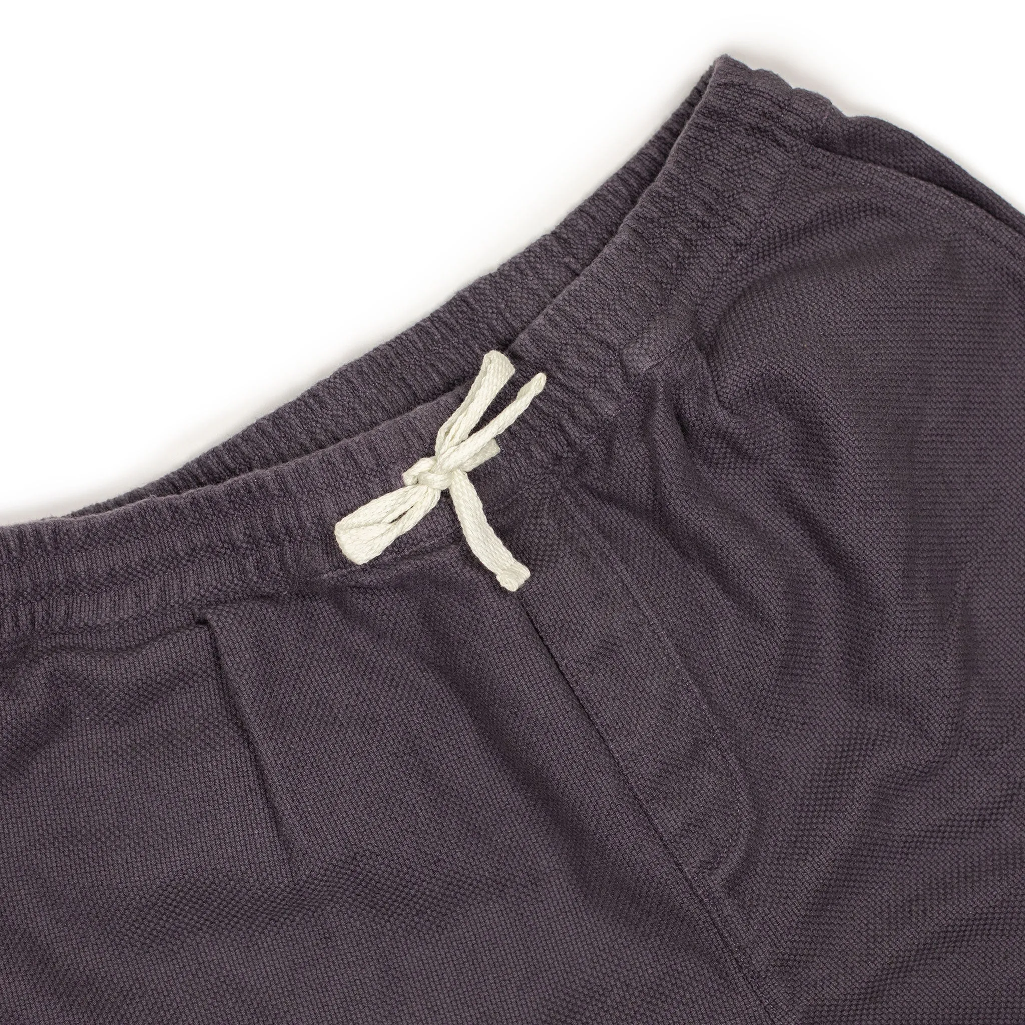Hand-stitched Club shorts in plum basketweave cotton and linen