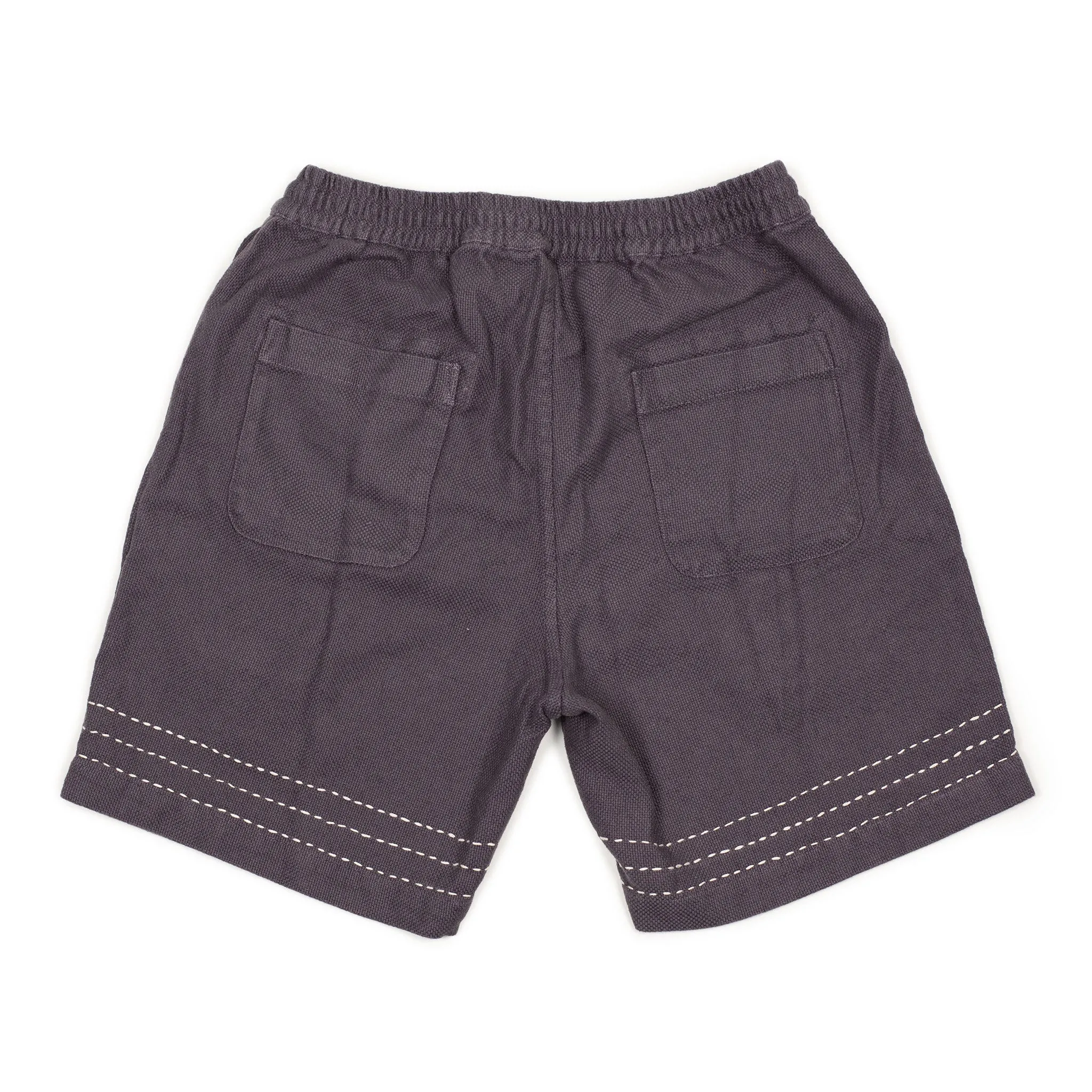 Hand-stitched Club shorts in plum basketweave cotton and linen