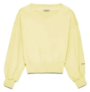 Hinnominate Chic Yellow V-Neck Cotton Sweatshirt