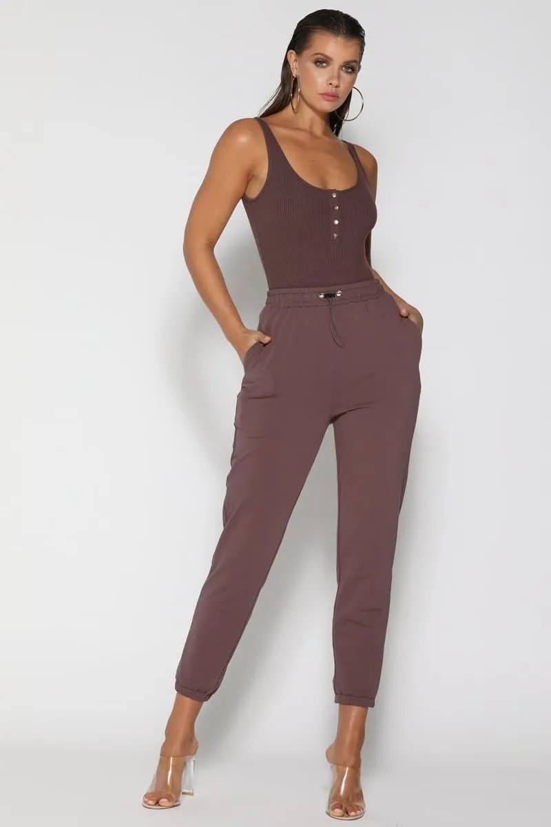 Jasmine Elastic Waist Jogger Pants - Mauve