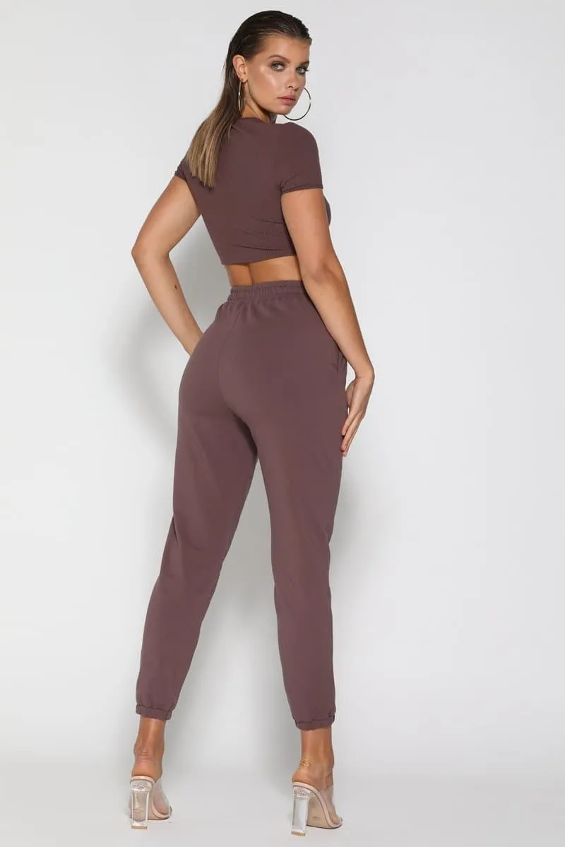 Jasmine Elastic Waist Jogger Pants - Mauve