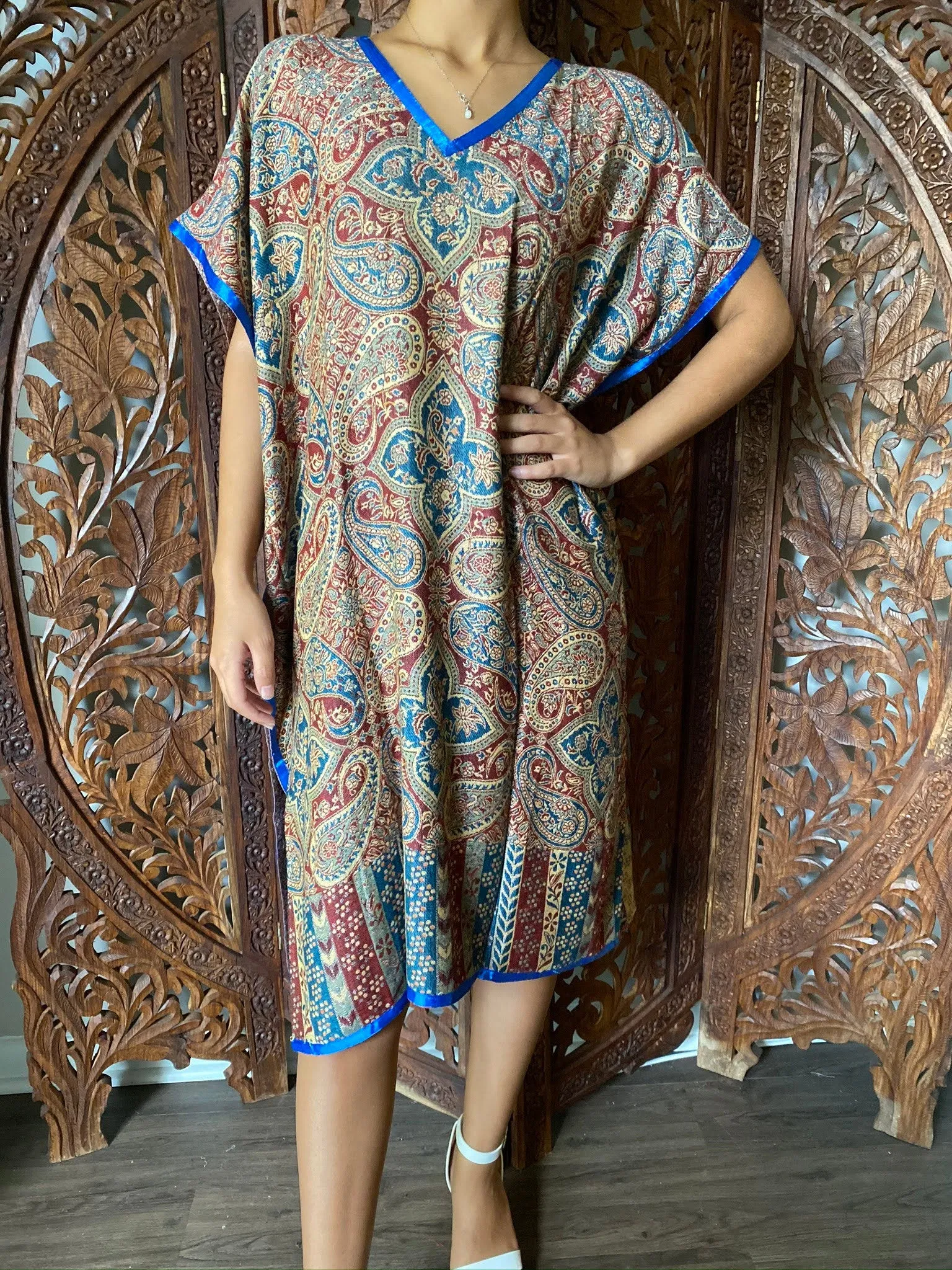 Kaftan Dresses Gray Pink Caftan Dresses Warm Pashmina ML