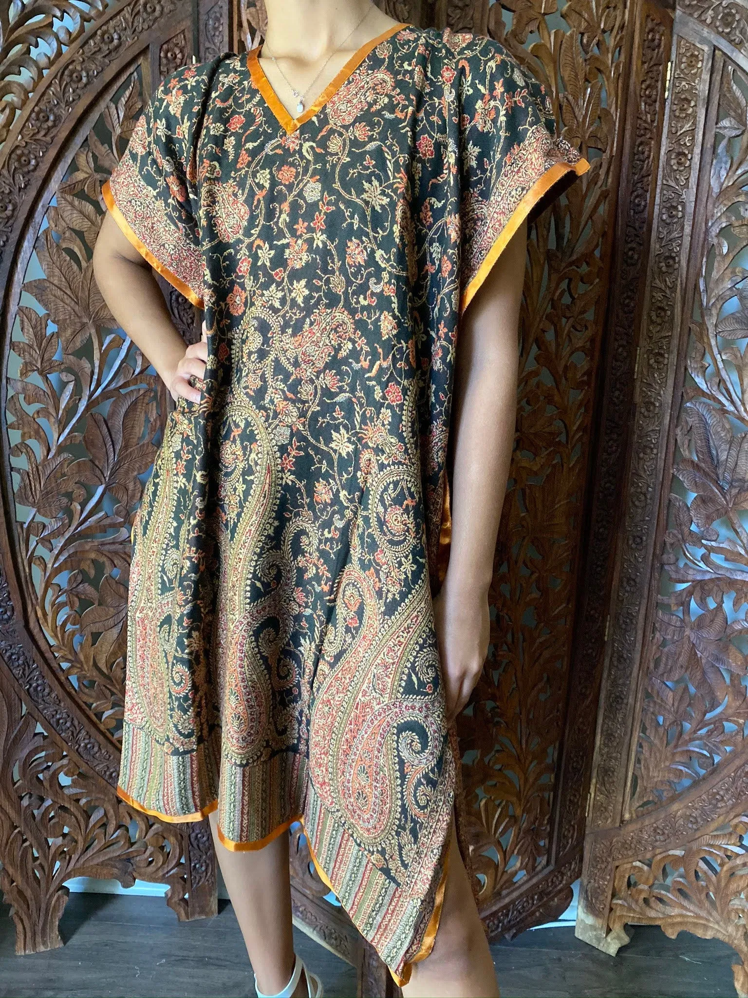 Kaftan Dresses Gray Pink Caftan Dresses Warm Pashmina ML