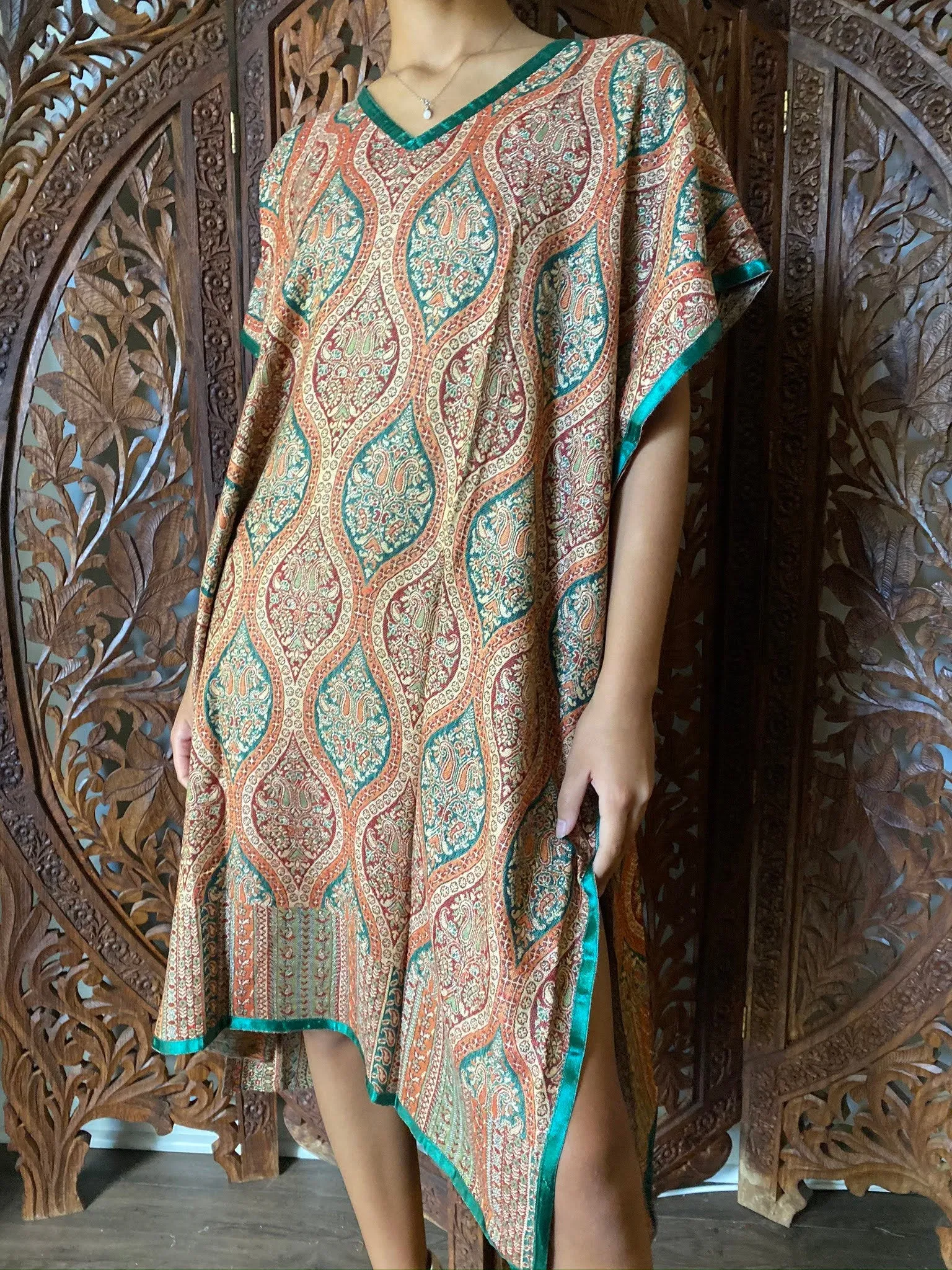 Kaftan Dresses Gray Pink Caftan Dresses Warm Pashmina ML