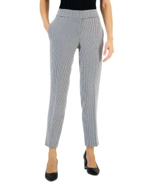 Kasper Womens Petite Houndstooth Mid Rise Slim Fit Pants 10852330