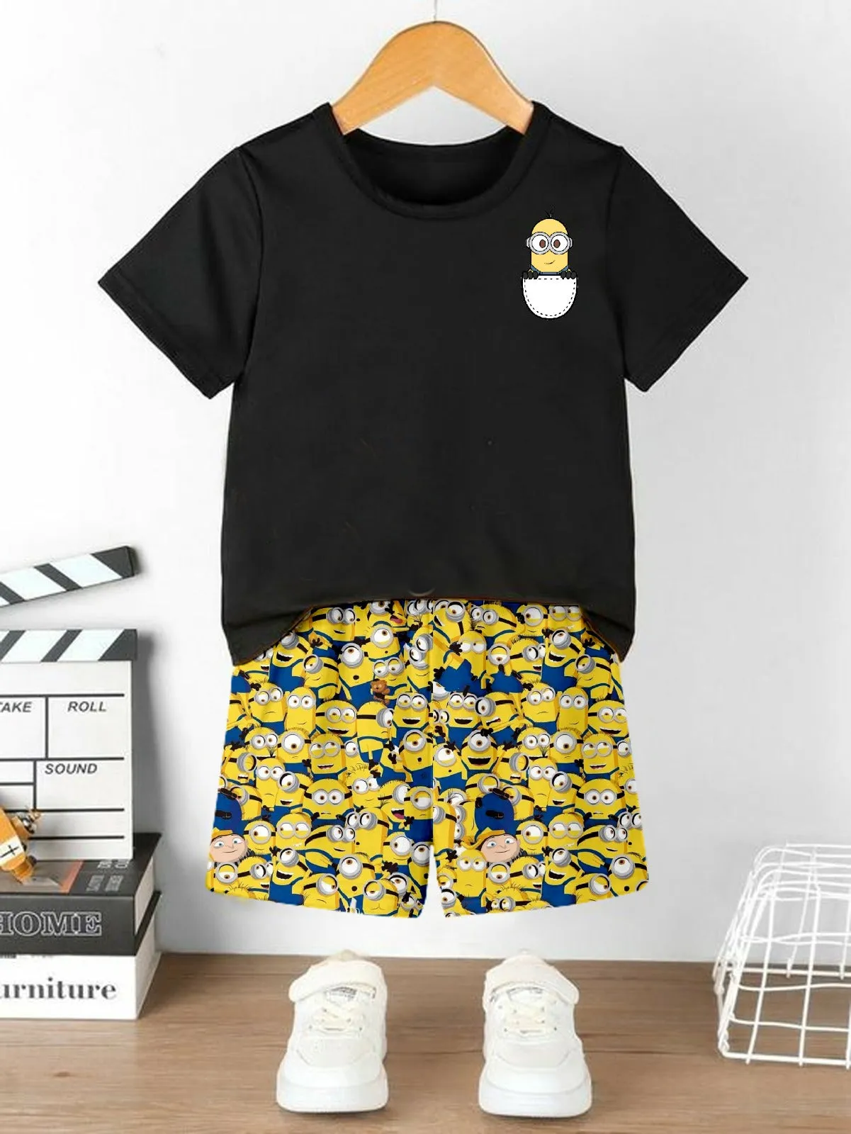 Kids Superhero Printed Cotton Tshirt with shorts
