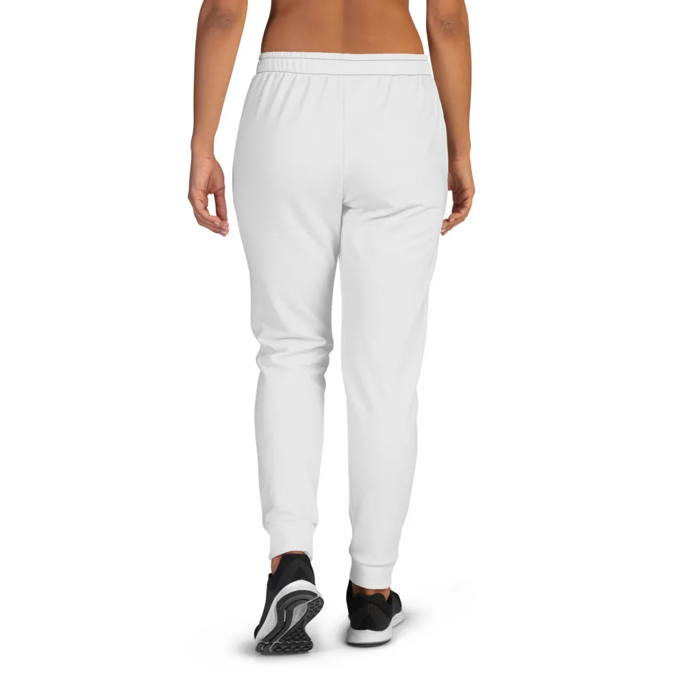 Light Gray Women's Joggers, Solid Print Designer Casual Athletic Sweatpants- Made in EU