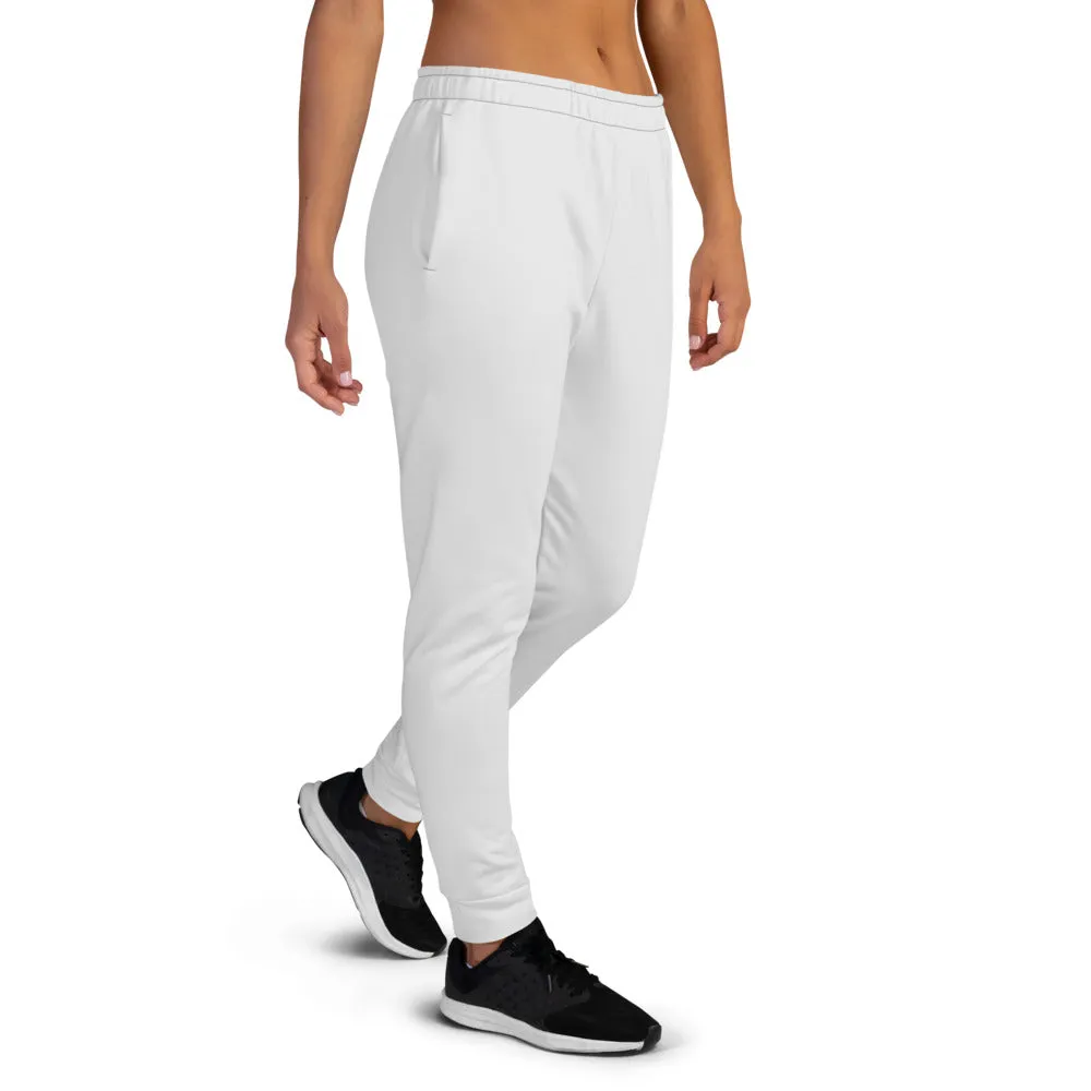Light Gray Women's Joggers, Solid Print Designer Casual Athletic Sweatpants- Made in EU