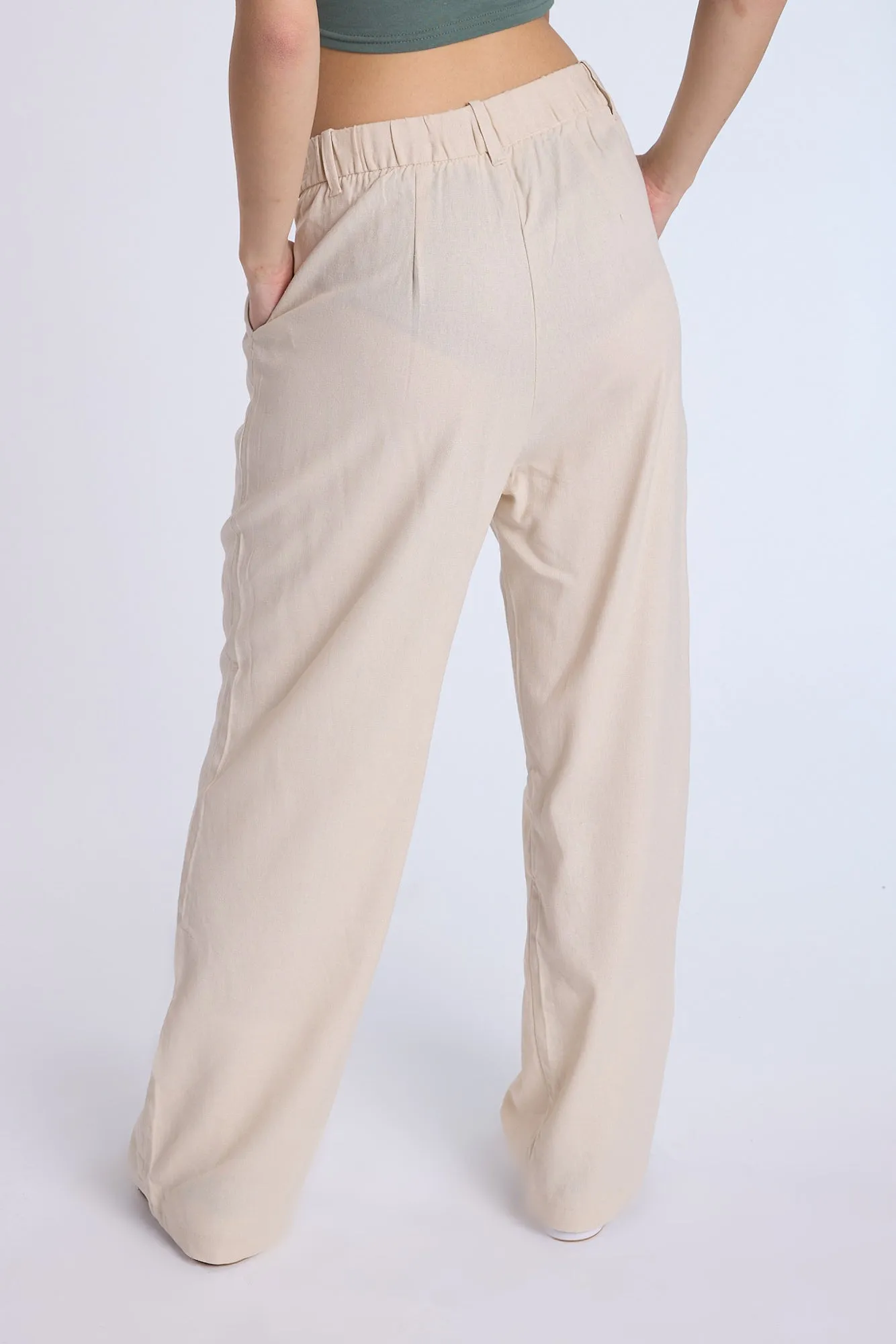 Linen-Blend Tailored Pants