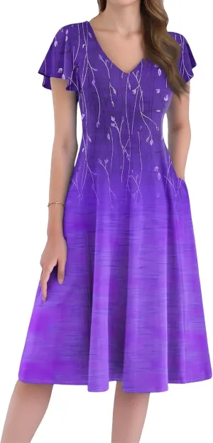 Midi Dresses 2025 Short Sleeve Deep V Neck Summer Casual Plus Size Split Fashion Casual Wedding Guest Dress