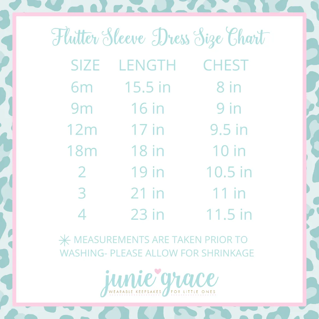 Monogrammed Flutter Sleeve Dress- Aqua