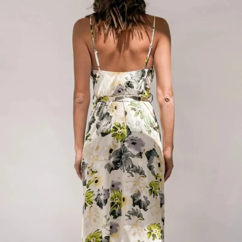 New Printed Sexy Vacation Spaghetti Strap Crossed Dress
