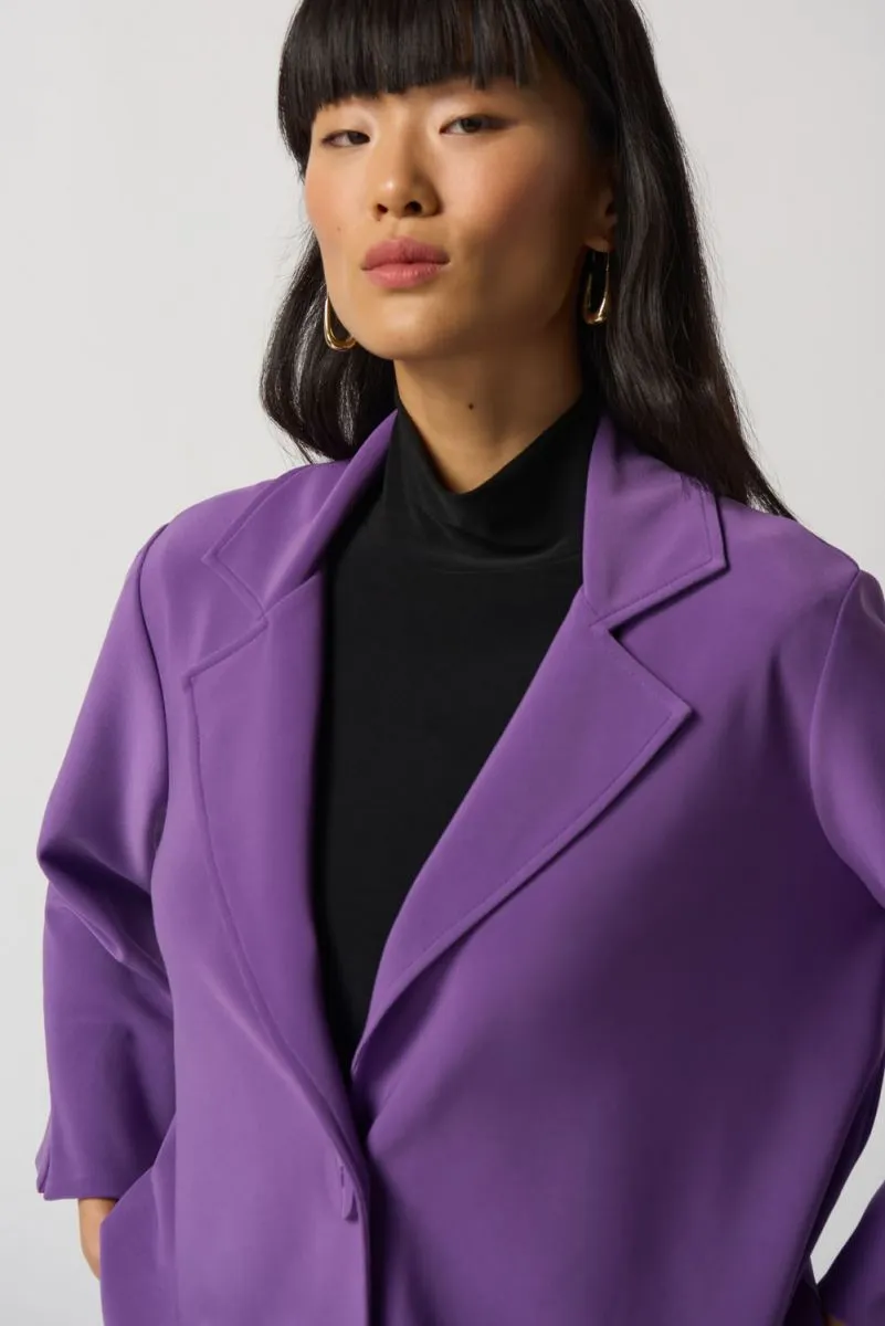 Notched Collar Boxy Jacket - Violet