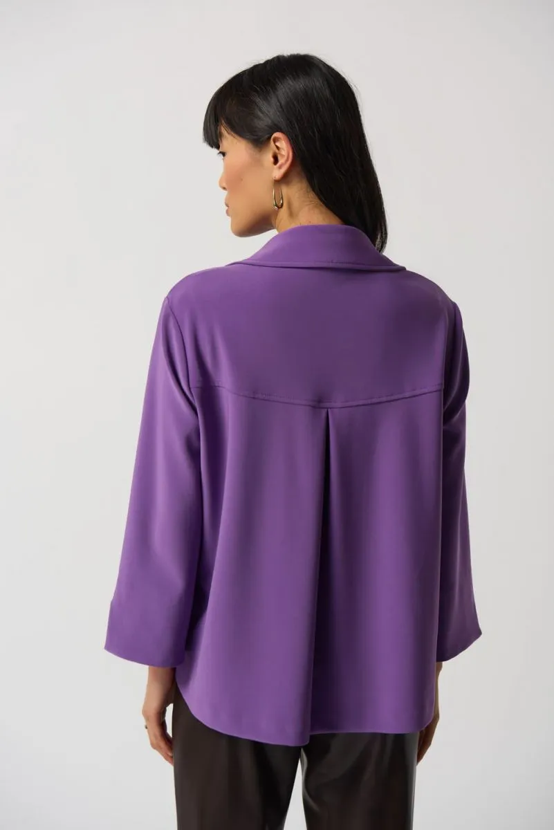 Notched Collar Boxy Jacket - Violet