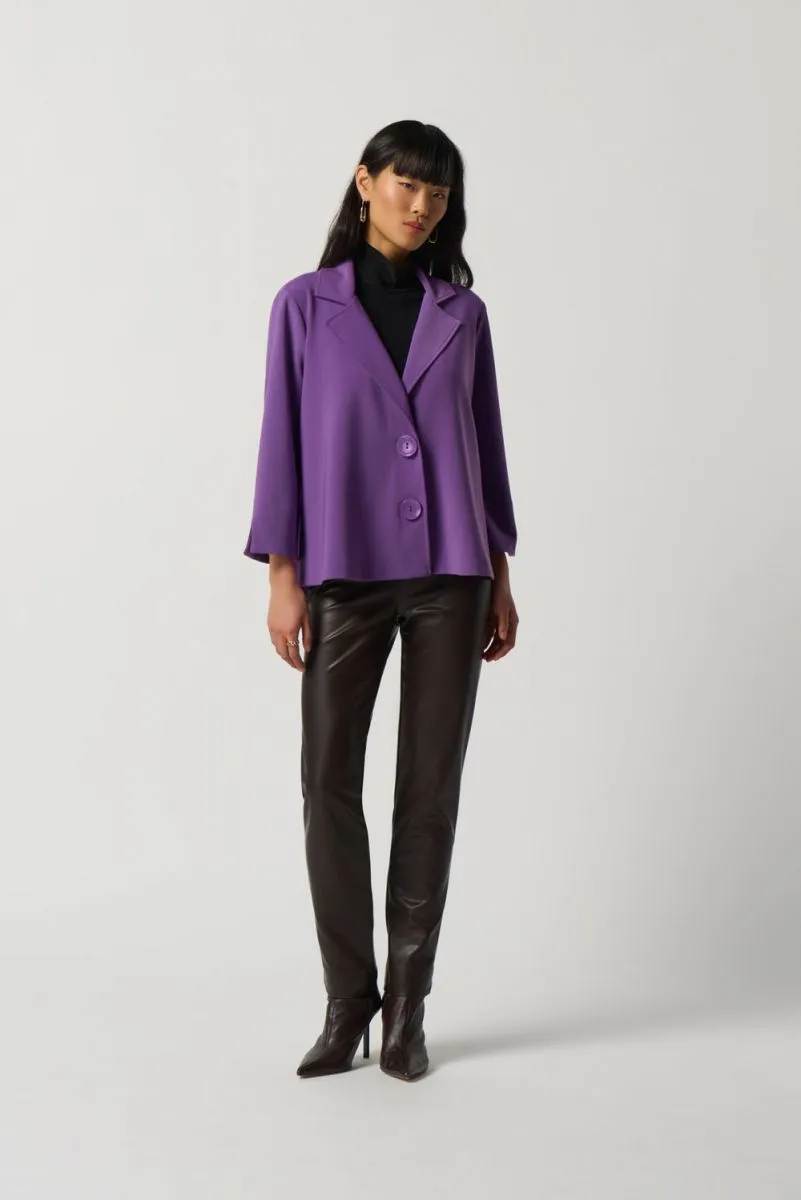 Notched Collar Boxy Jacket - Violet