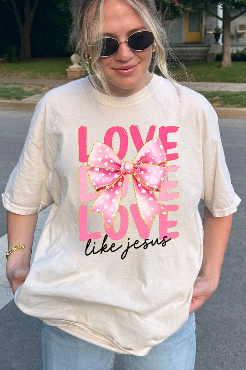 Pink Love Like Jesus Comfort Colors Adult Ring-Spun Cotton Tee
